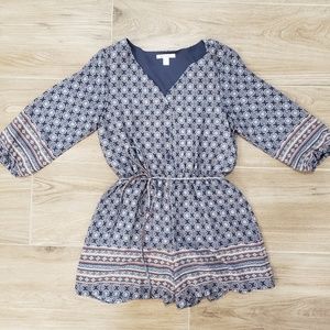 Printed Navy Romper